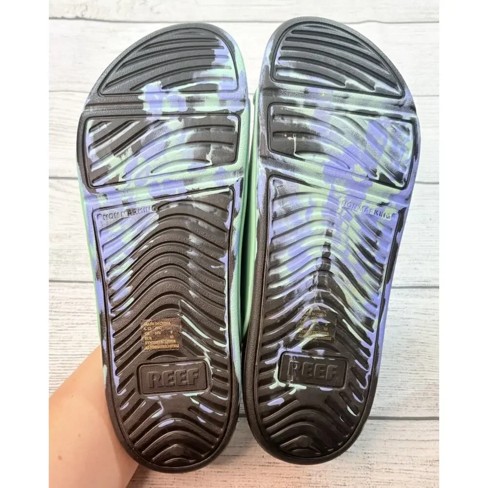 Reef Men’s Oasis Double Up Two Strap Sandals Black Marble Ocean Size 9